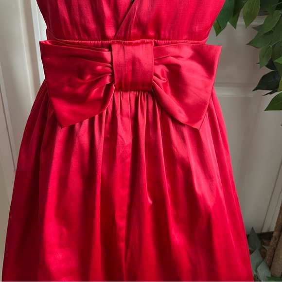 Forever 21 Bow Back Sleeveless Tulle Lined Satin Dress Red Sz M - Picture 12 of 16